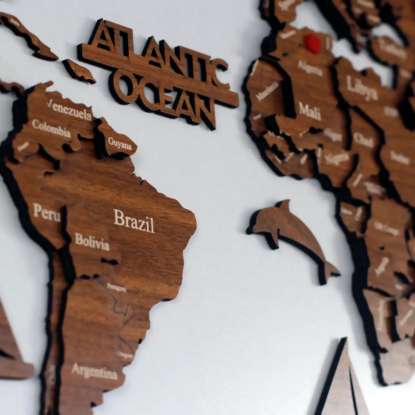 3D Wooden World Map Pure Wood